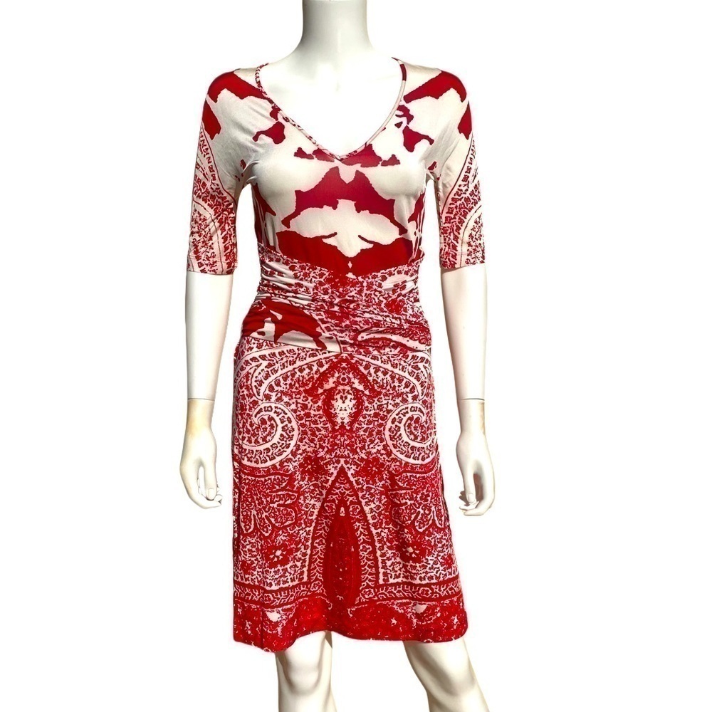 Etro Short Sleeve V-neck 3/4 Sleeve Ruched detail Knee length- LT75P